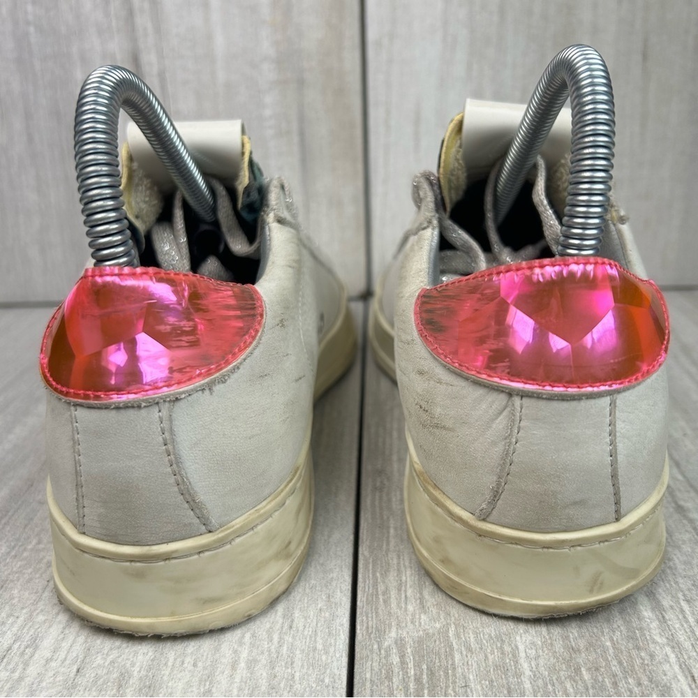 P448 Jack White Pink Leather Leopard Print Low Top Sneaker Womens Size 7 EUR 37 - Picture 8 of 12
